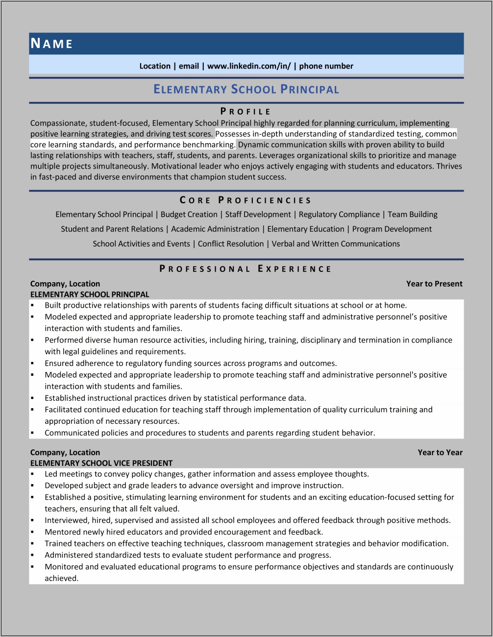 Sample Resumes For Education Administrators