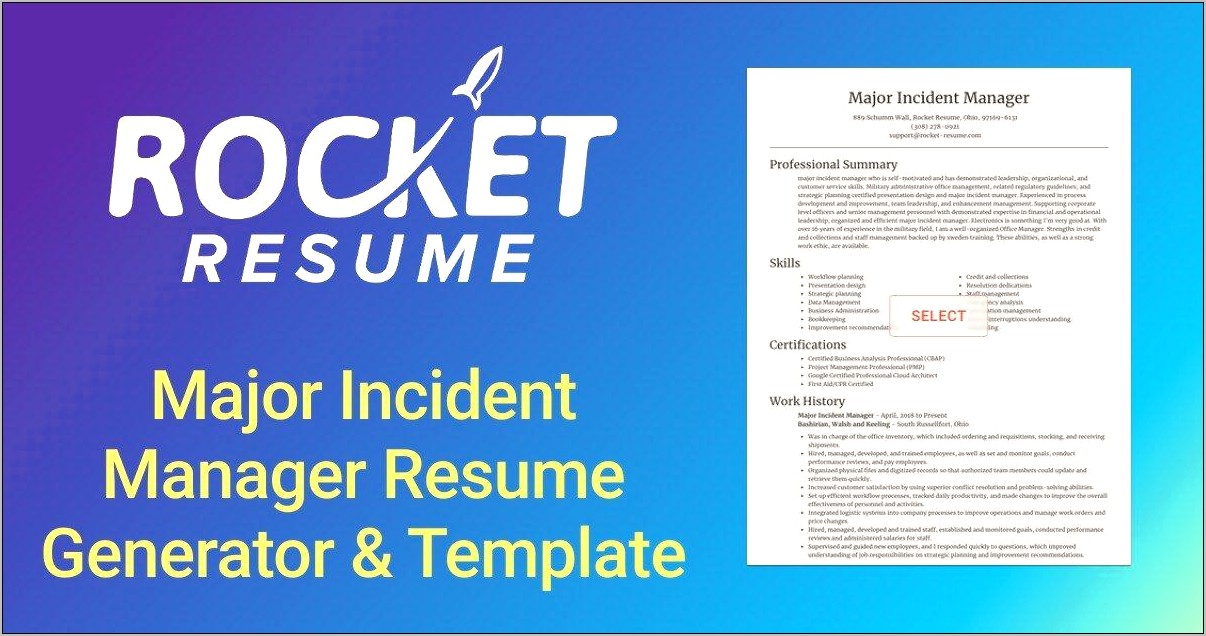 Sample Resumes For Incident Manager