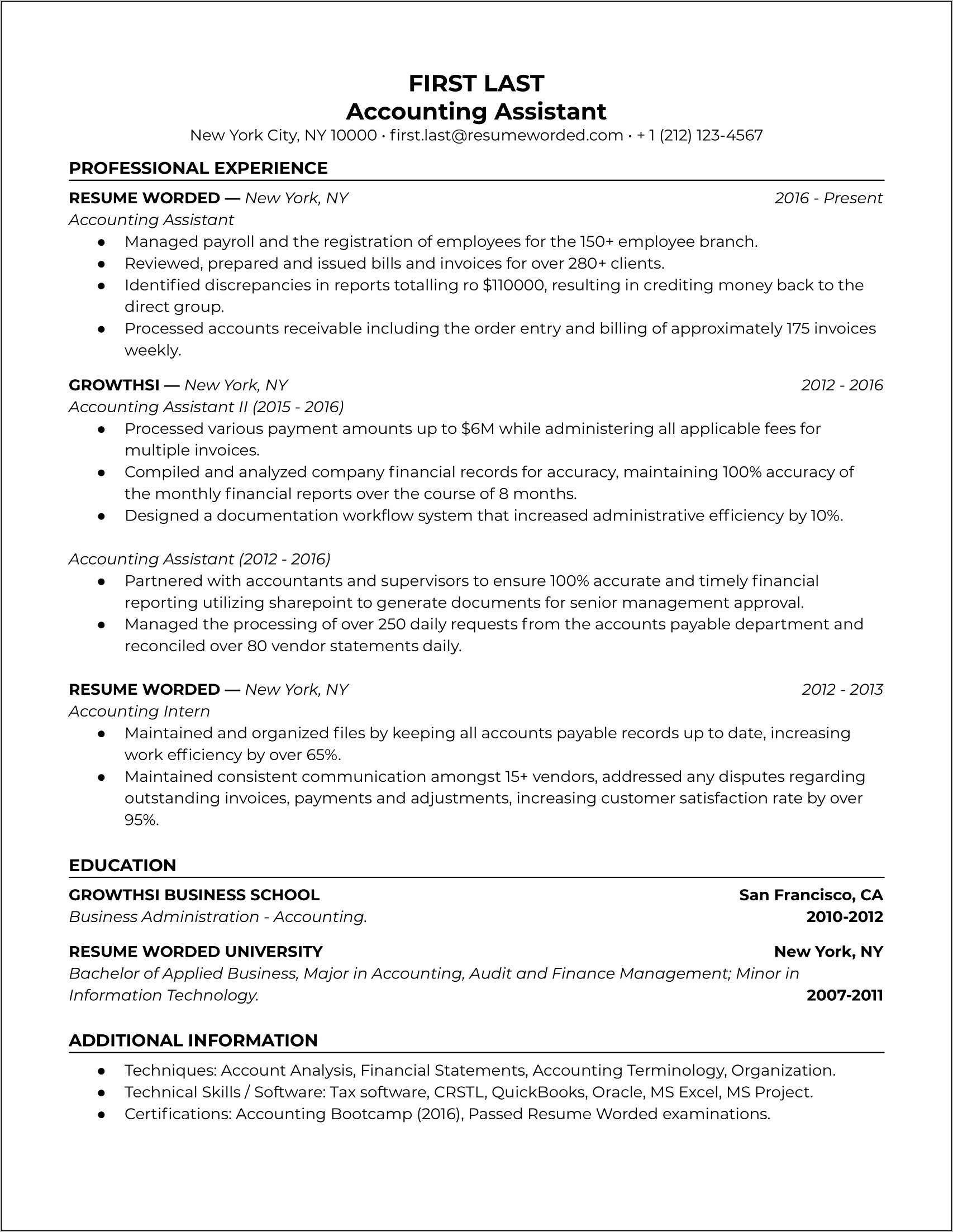 Sample Resumes For Manager Bookkeeper
