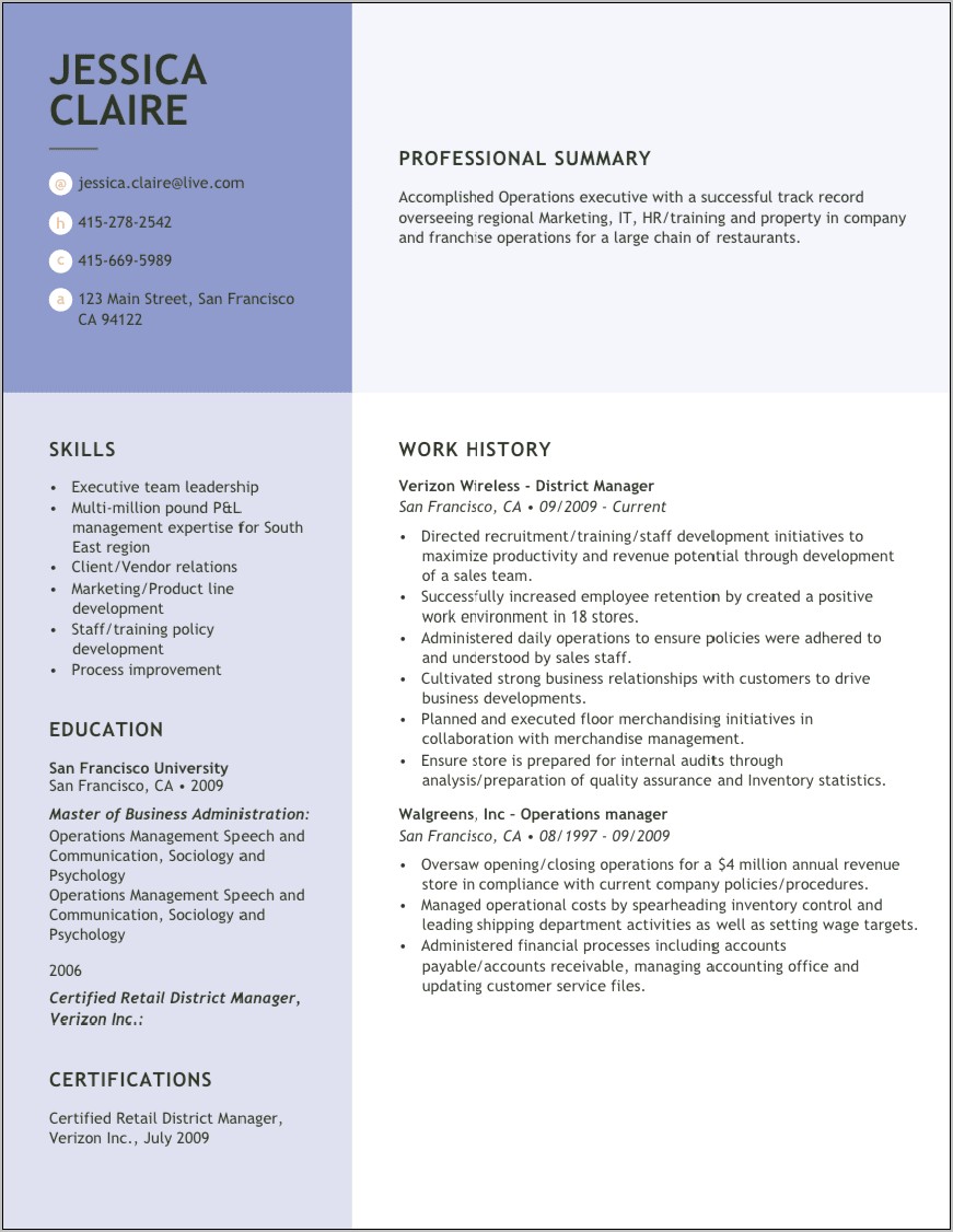 Sample Resumes For Process Manager