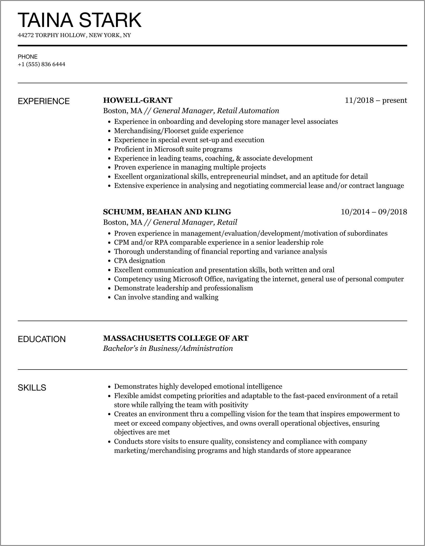 Sample Retail Manager Resume Objectives