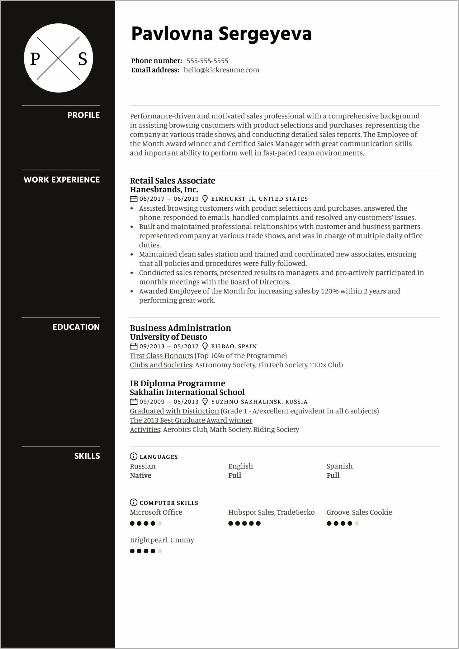 Sample Sales Associate Resume Description