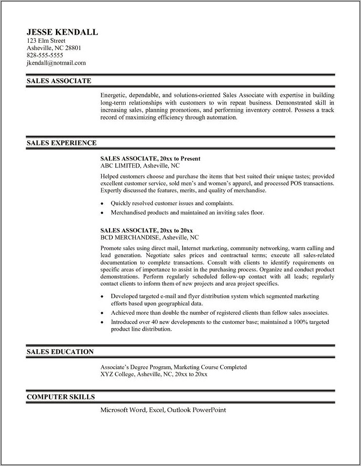 Sample Sales Objective For Resume