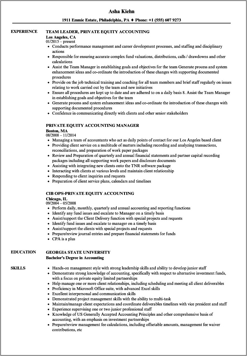 Sample Seasoned Accountant Resume Templates