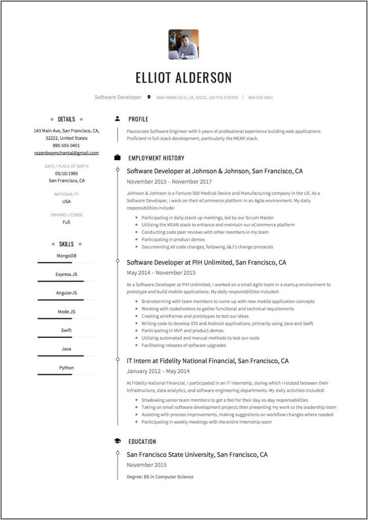 Sample Senior Software Developer Resume