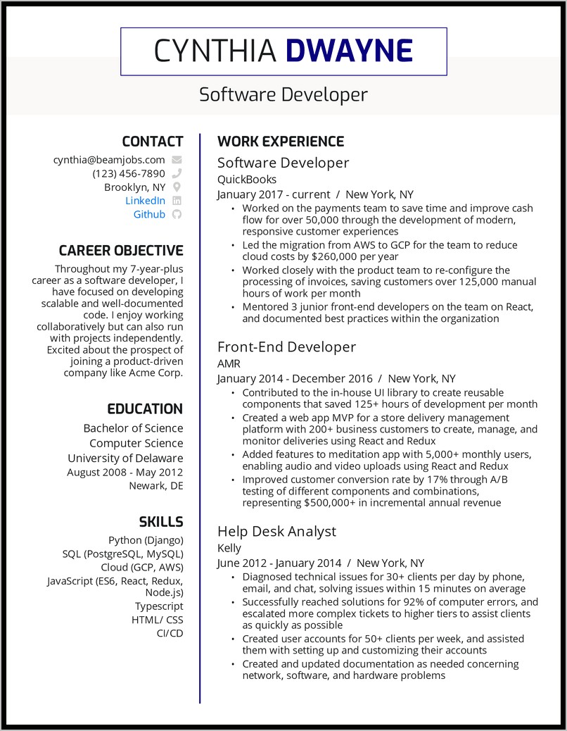 Sample Software Engineer Resume Templates