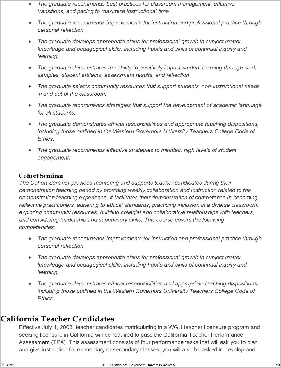 Sample Student Teacher Resume Wgu