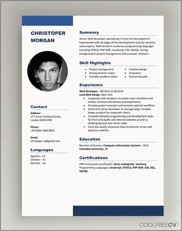 Sample Template Of A Resume