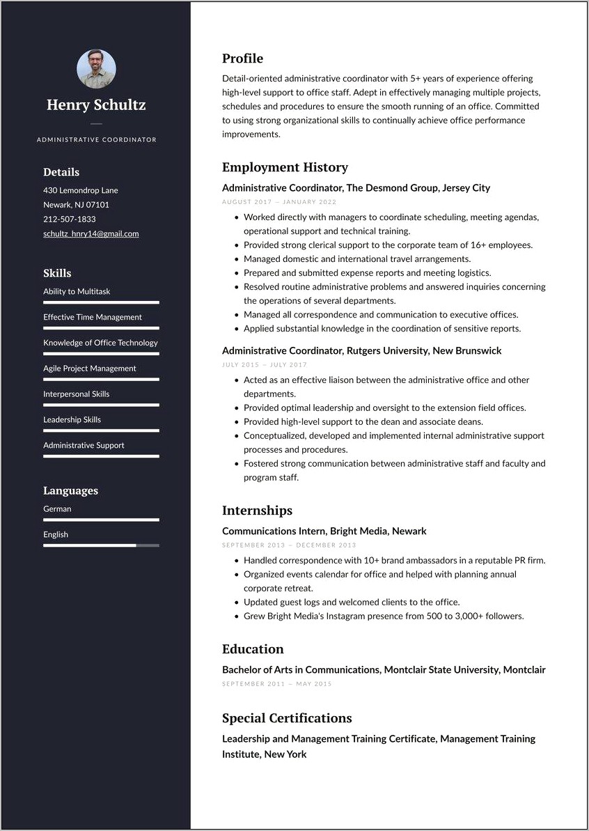 Samples Of Project Coordinator Resume