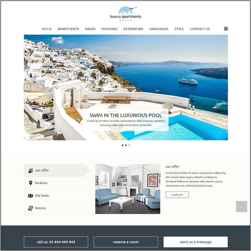 Santorini Resort Responsive Hotel Template Free Download