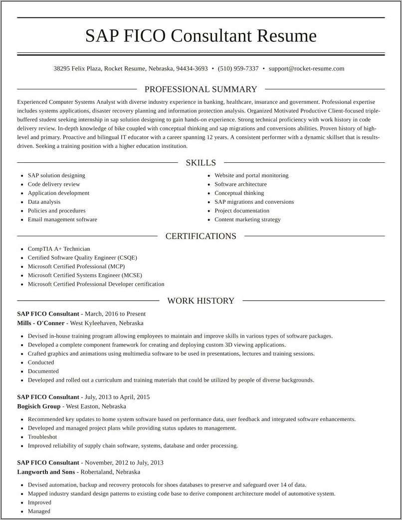 Sap Fico Consultant Resume Sample