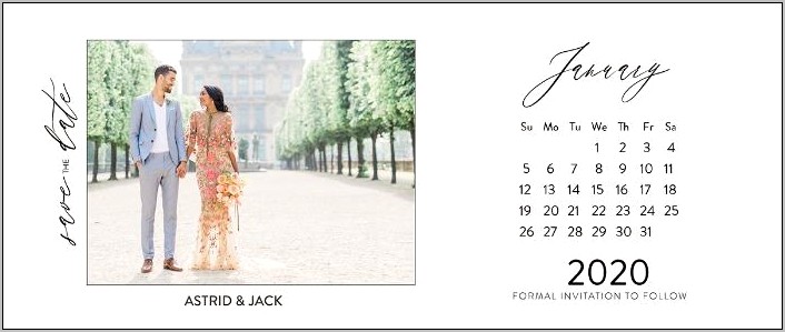 Save The Date Calendar Card Free Template