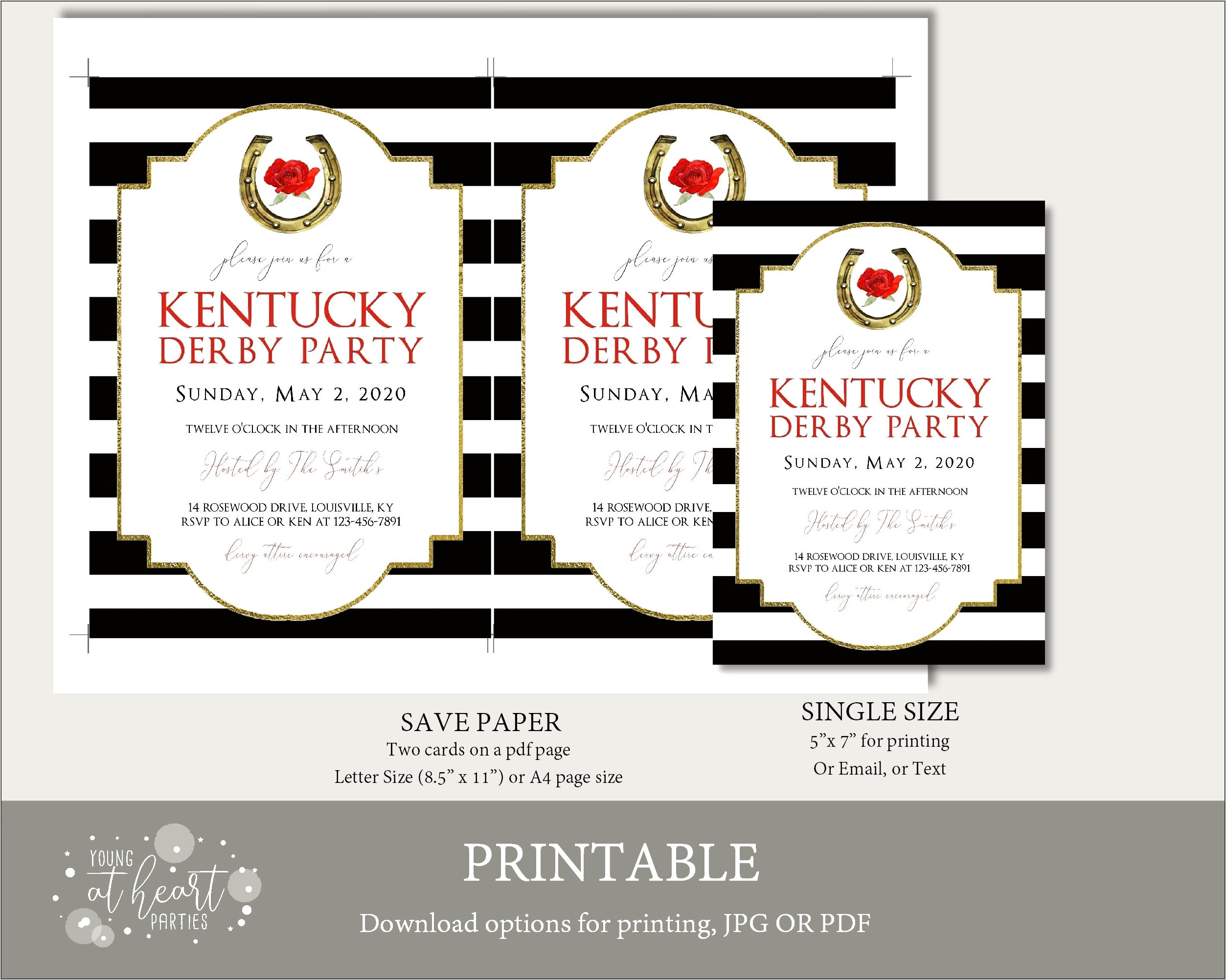 Save The Date Template Free Kentucky Derby Roses