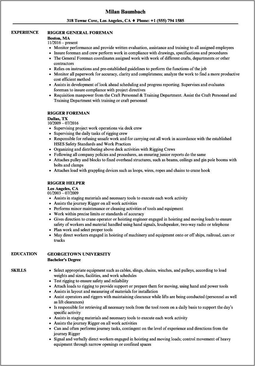 Scaffolding Job Description For Resume