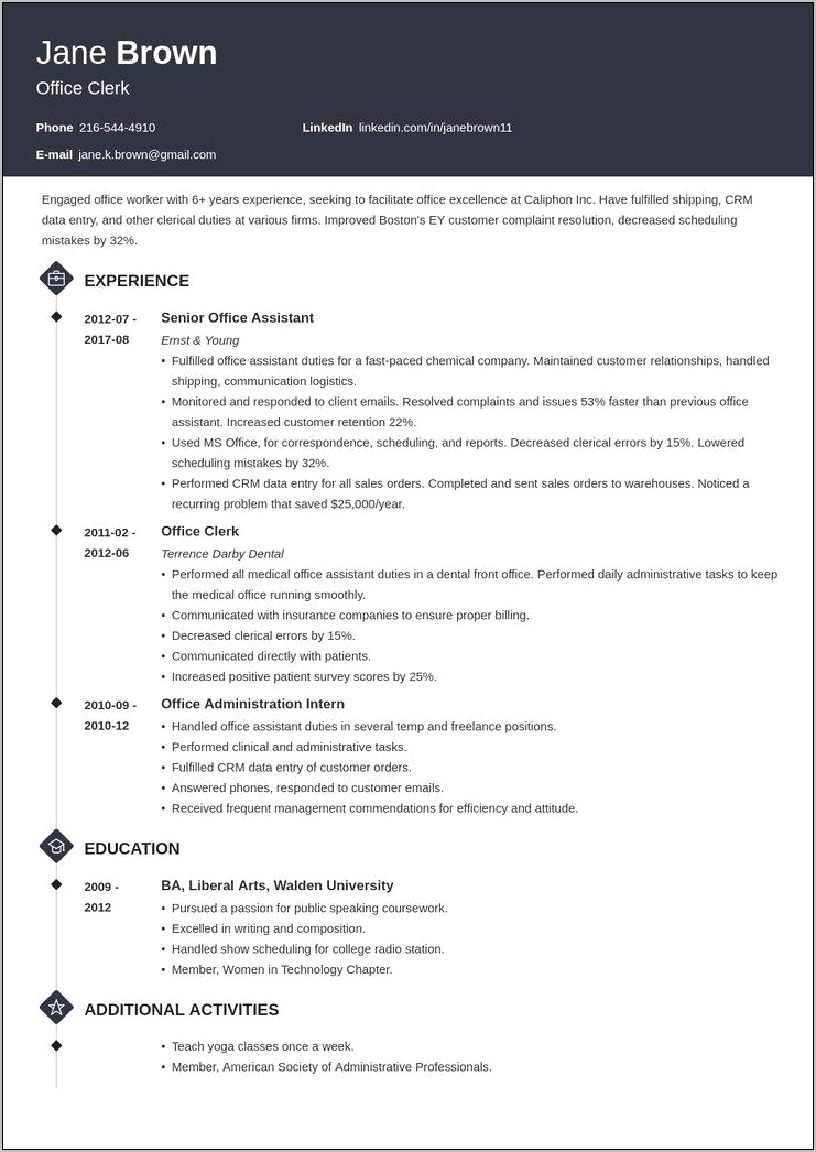 School Clerk Data Manager Resume