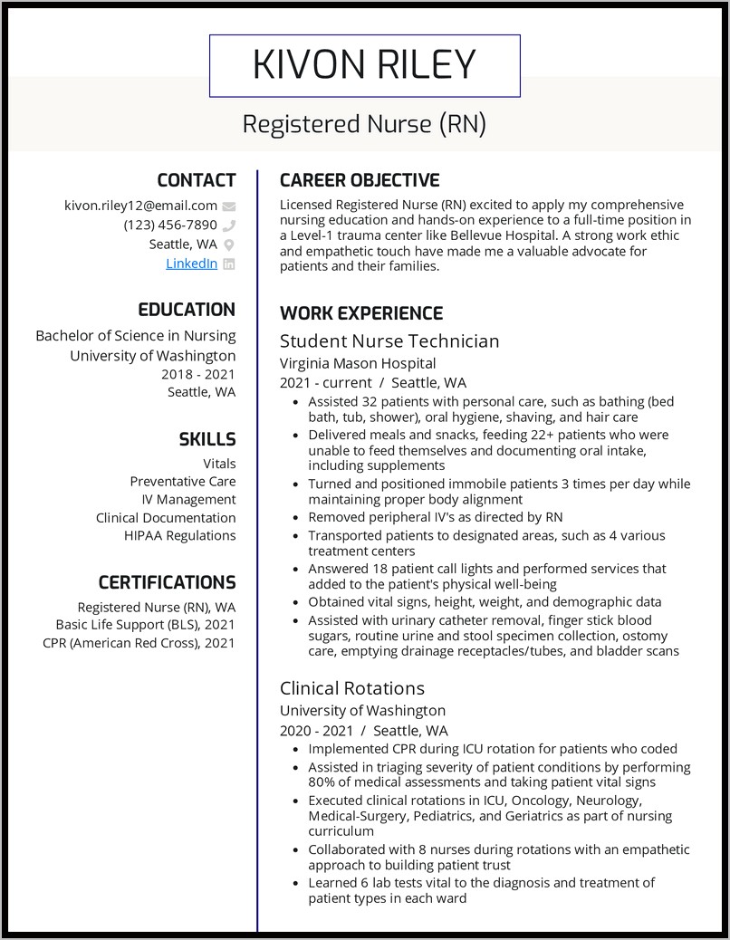 School Nurse Objective On Resume