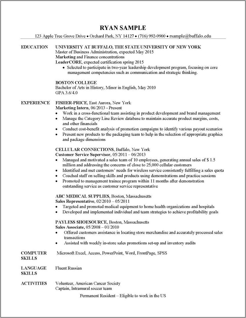 School Of Management Ub Resume