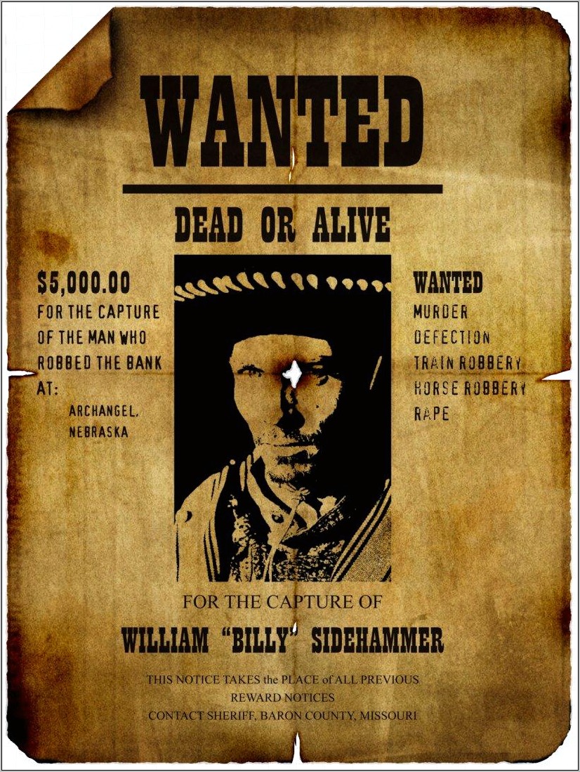 School Project Free Wanted Alive Poster Template