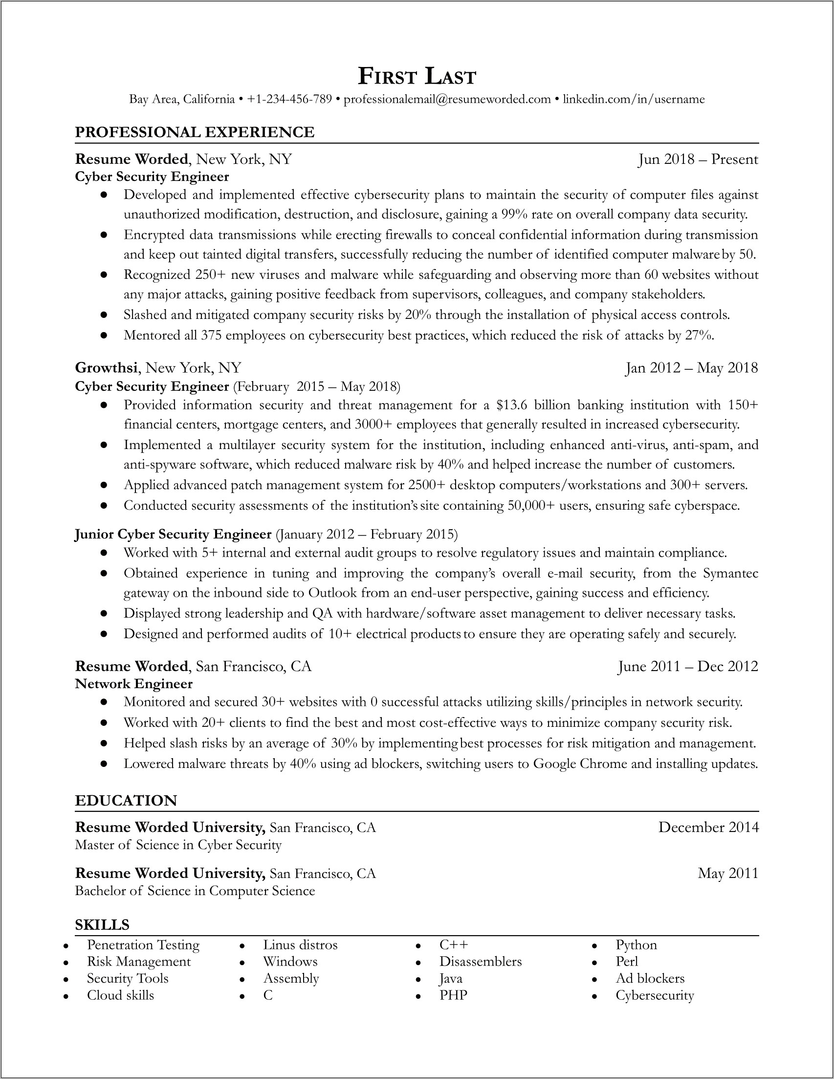 Security Skills For Your Resume