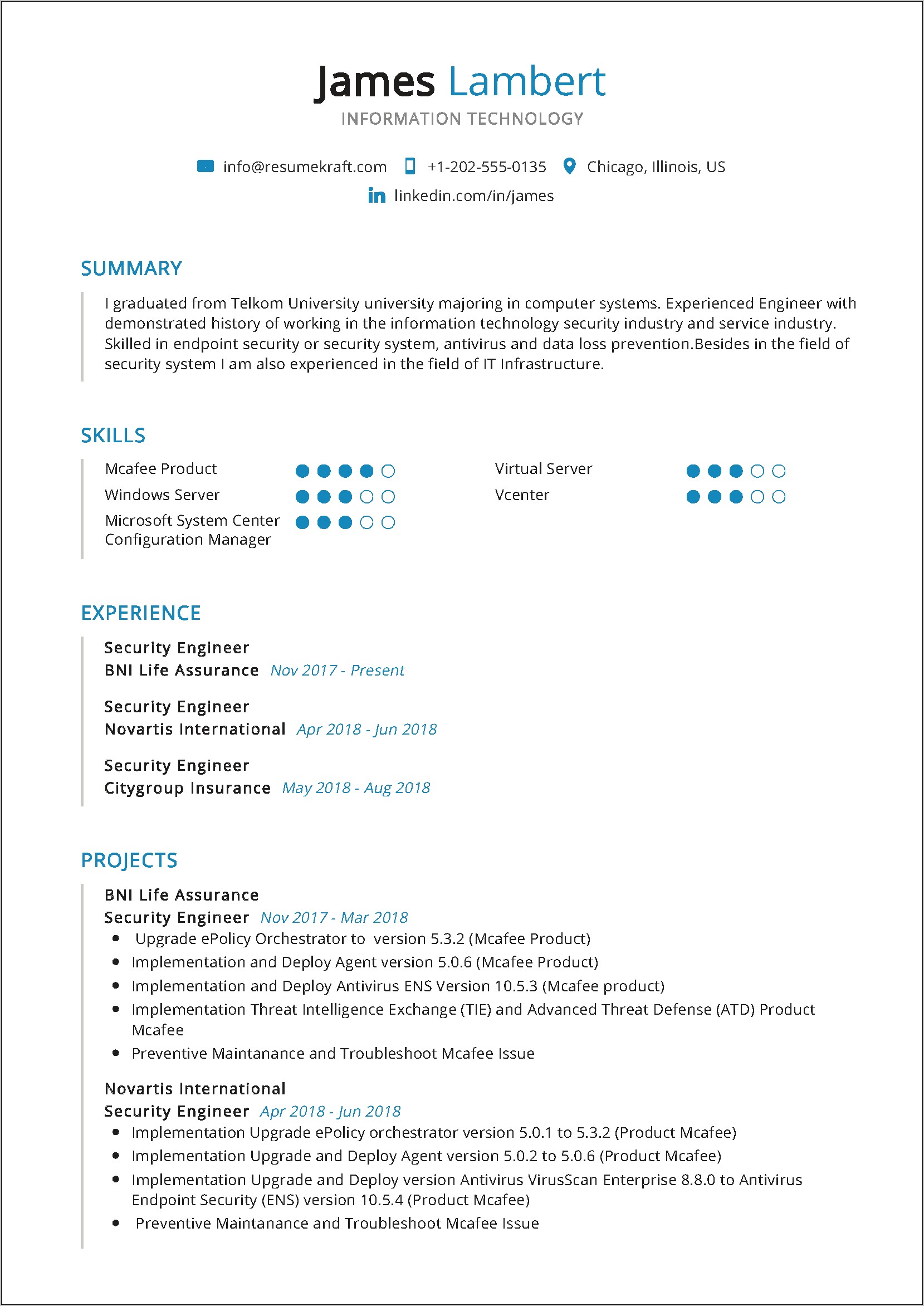 Security System Engineer Resume Sample