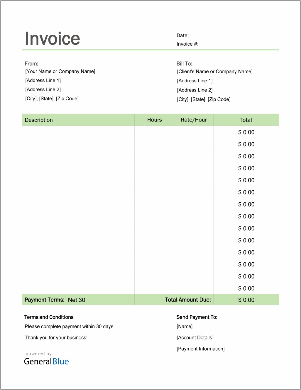 Self Employed Invoice Template Word Free Download