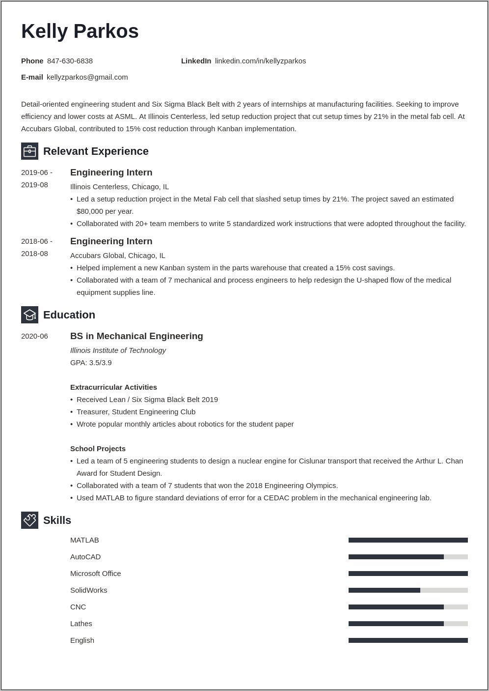 Senior Biomedical Engineering Resume Sample