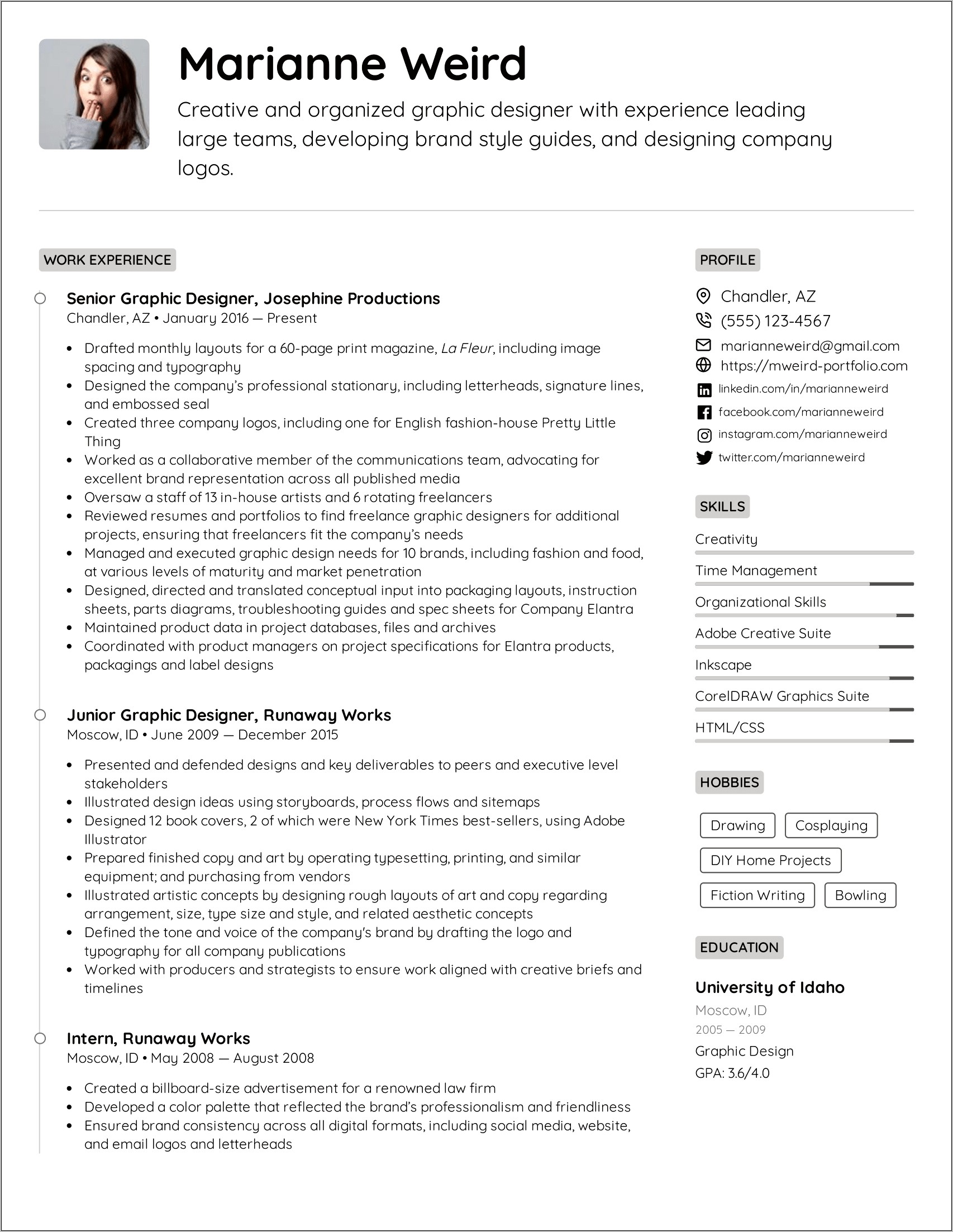 Senior Graphic Designer Resume Skills