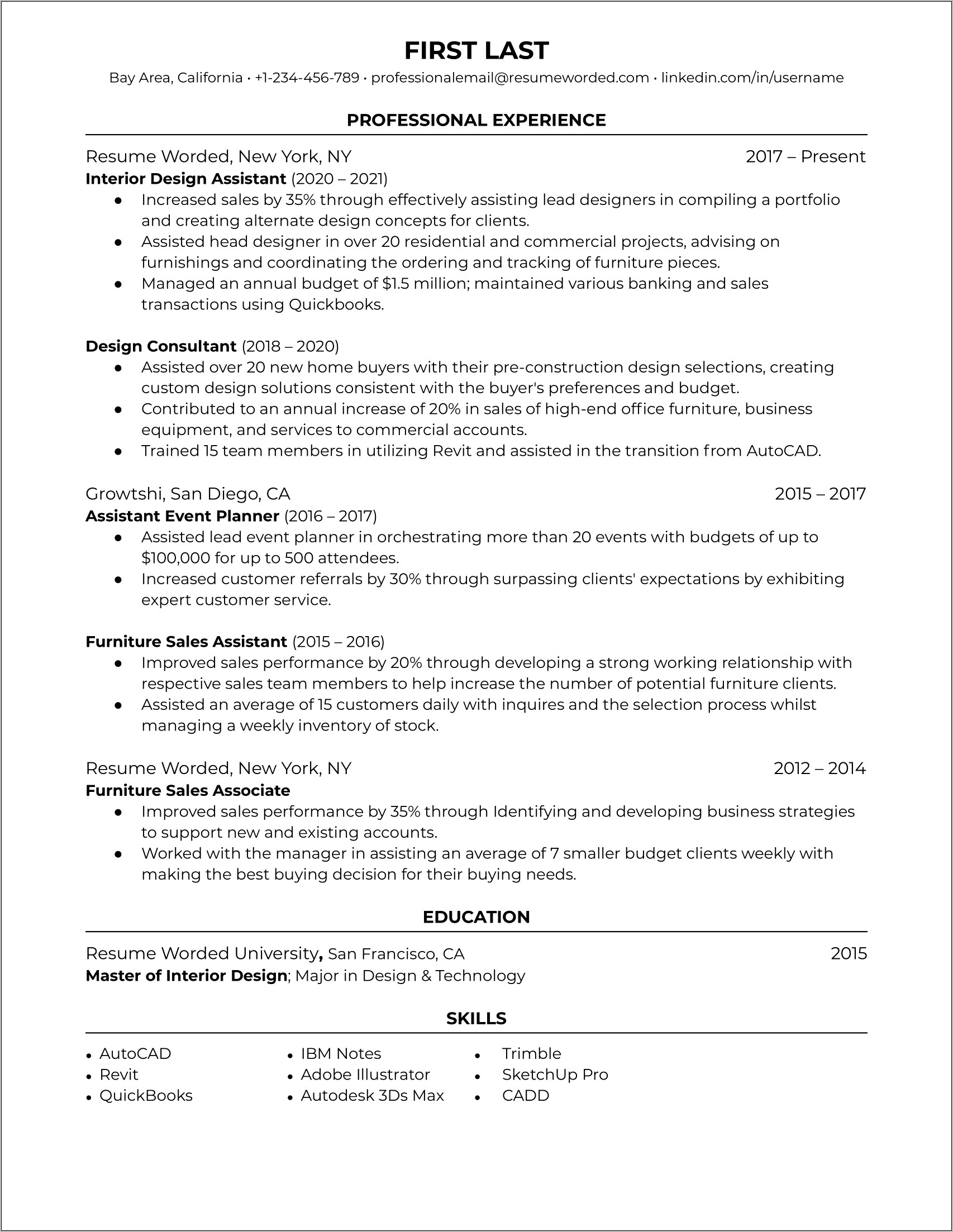 Senior Interior Designer Resume Examples