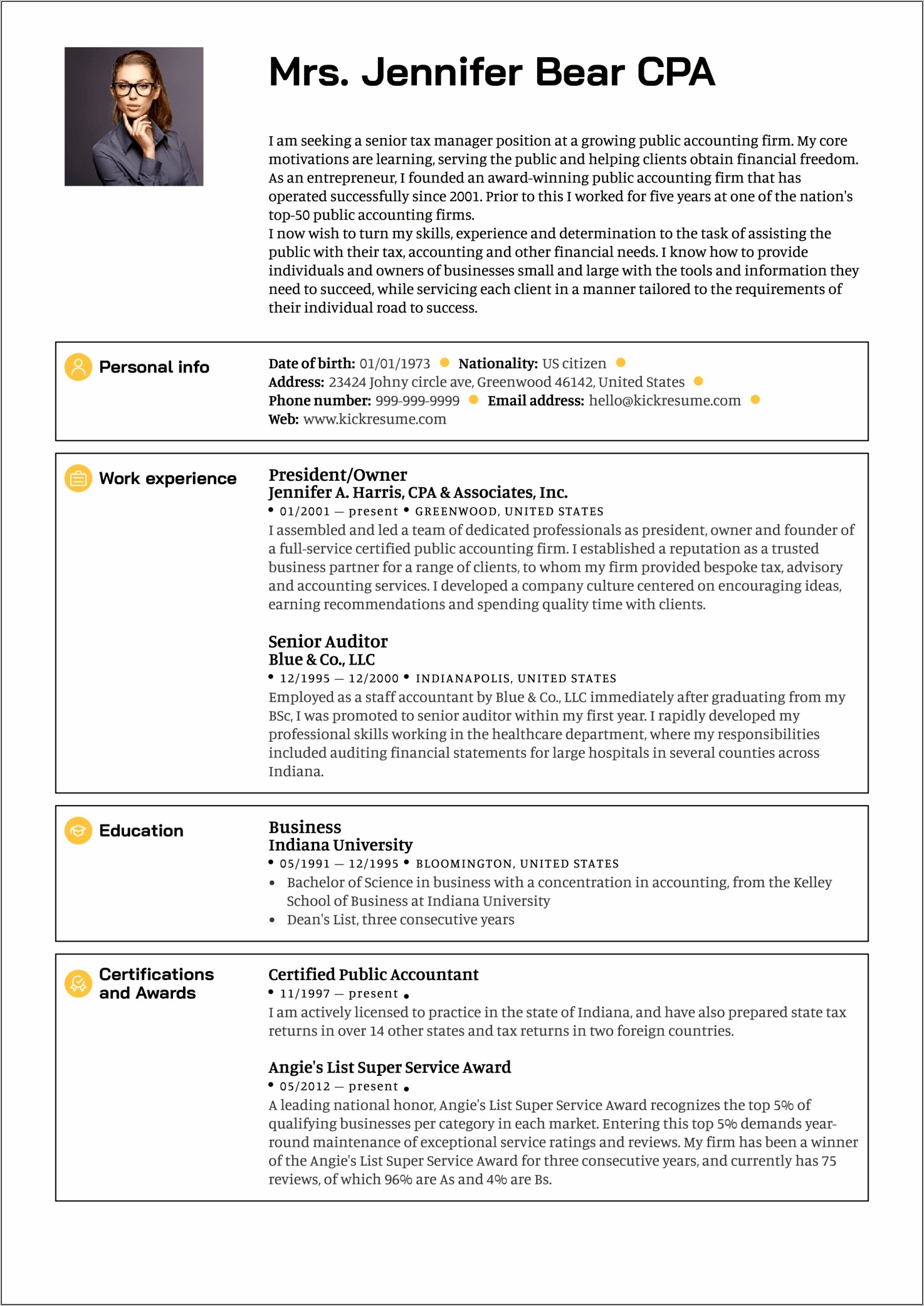 Senior Manager Job Description Resume