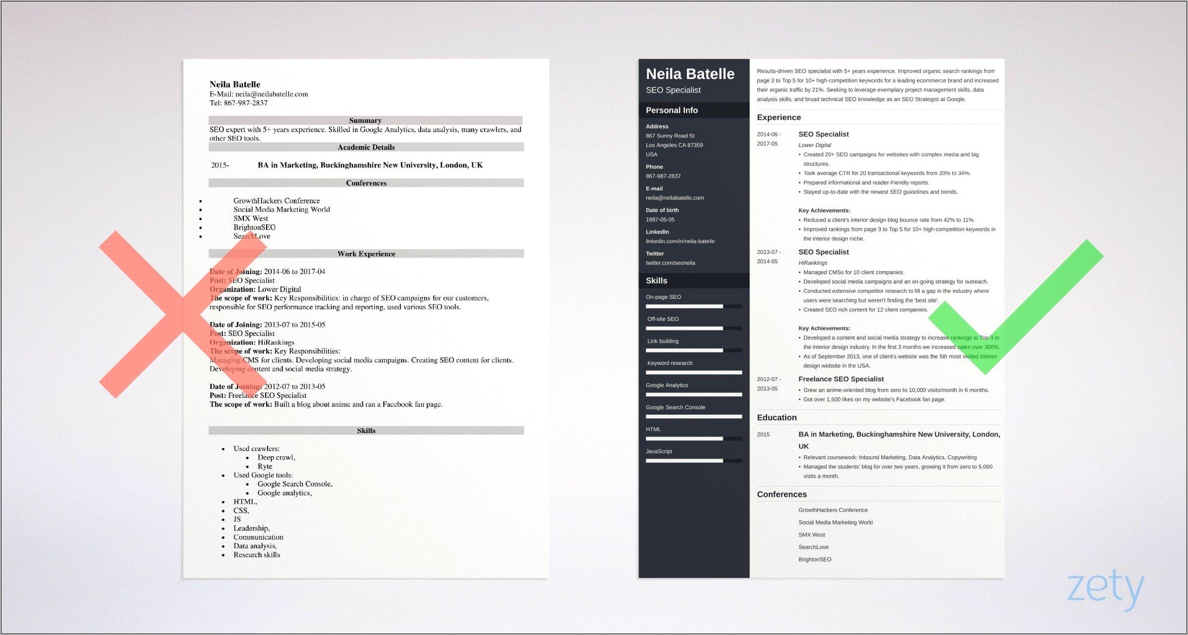 Seo Sem Specialist Resume Example