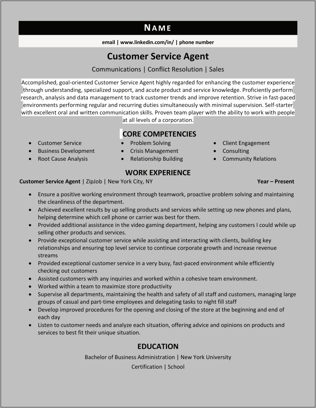 Service Assurance Agent Resume Samples