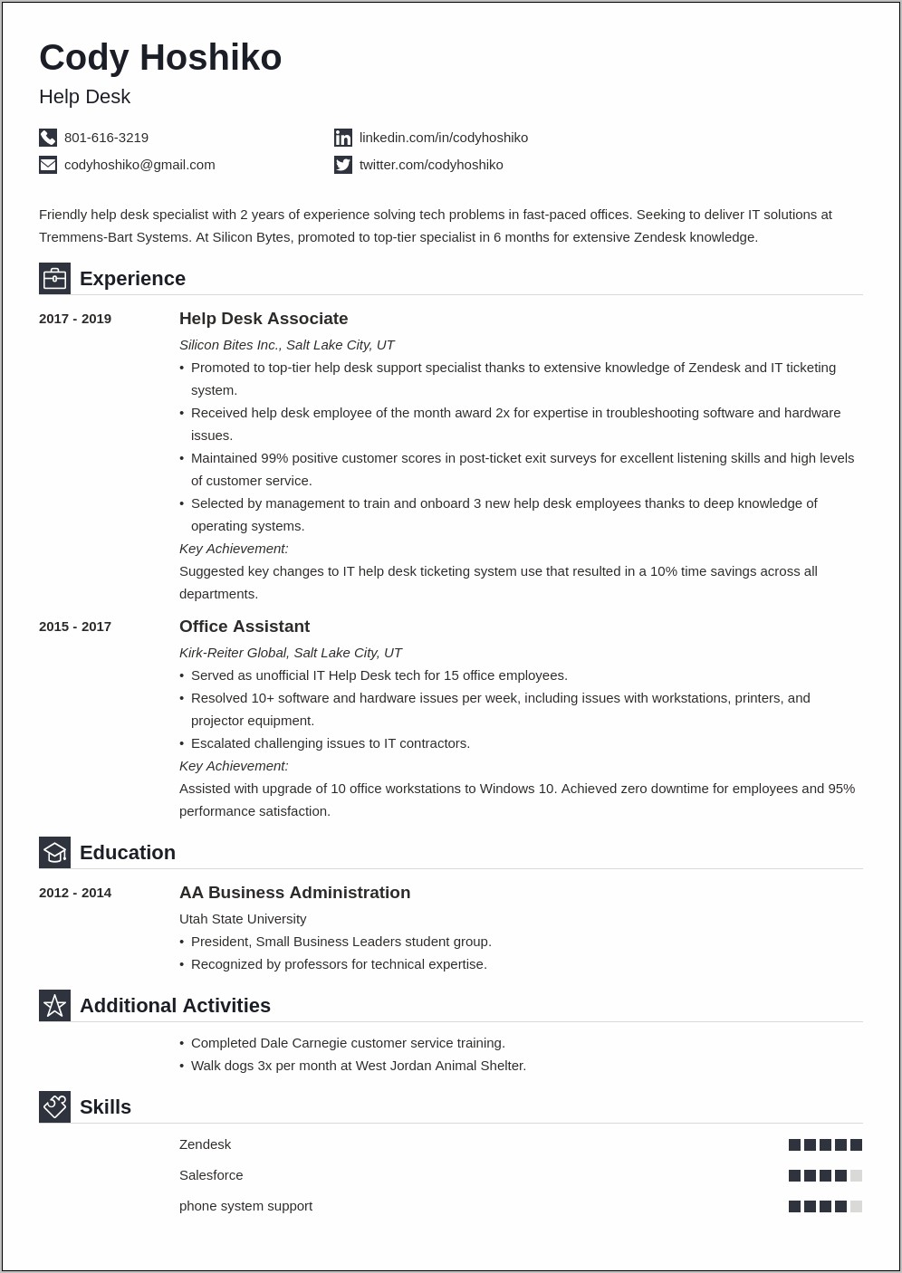 Service Desk Job Description Resume