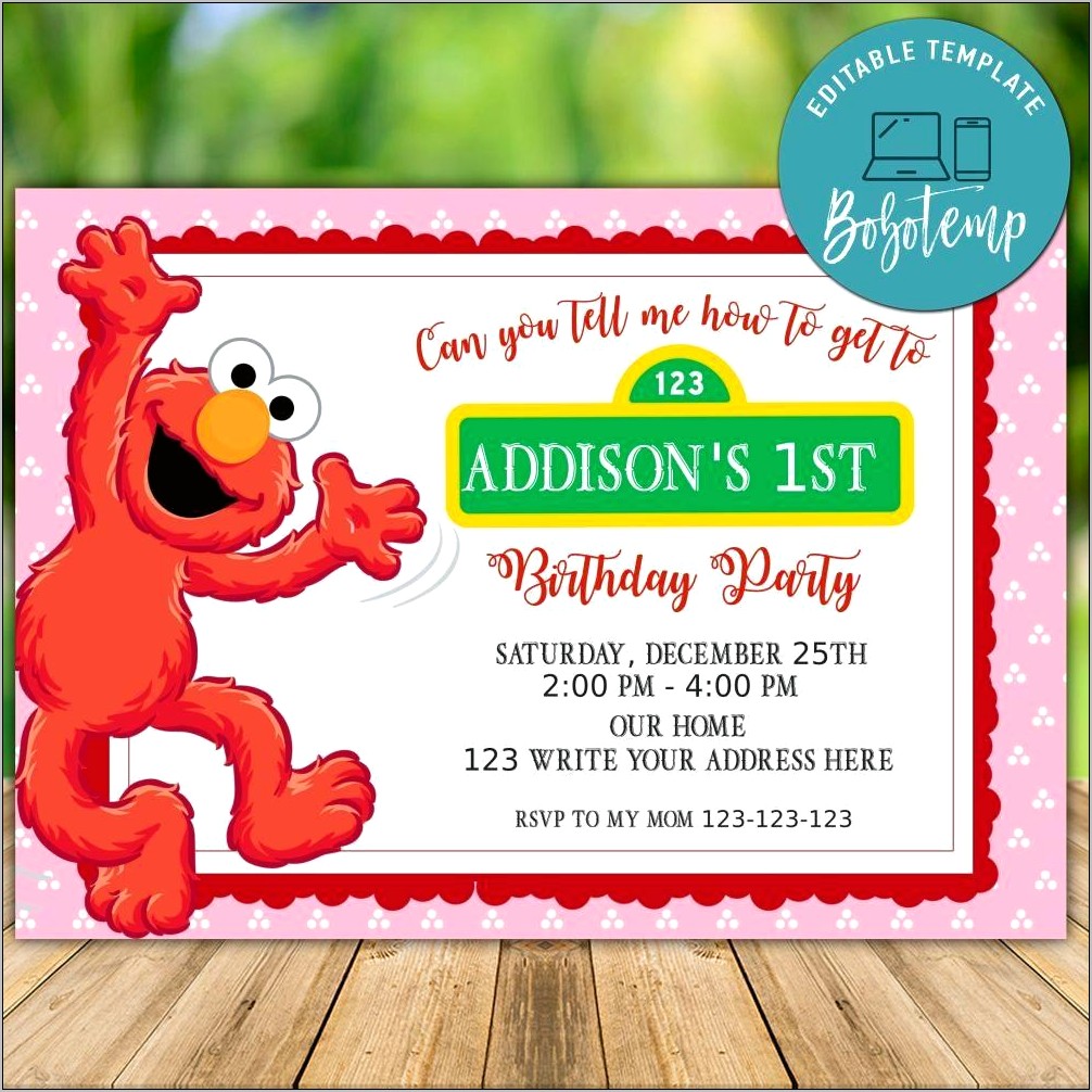 Sesame Street 1st Birthday Invitation Free Template