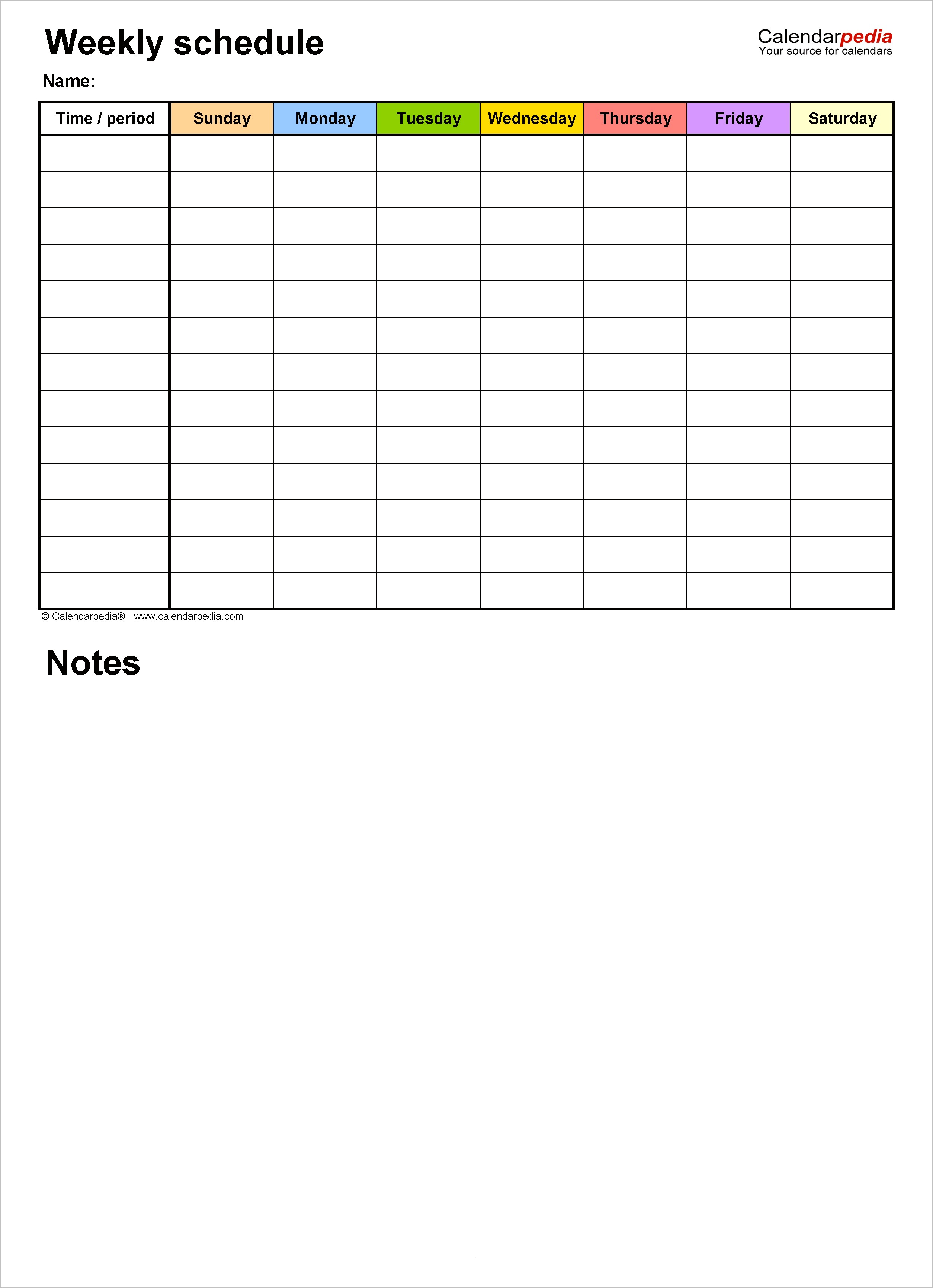 Seven Day Schedule With Time Template Pdf Free