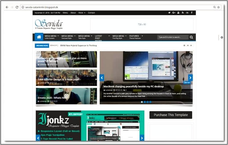 Sevida Premium Responsive Blogger Template Free Download