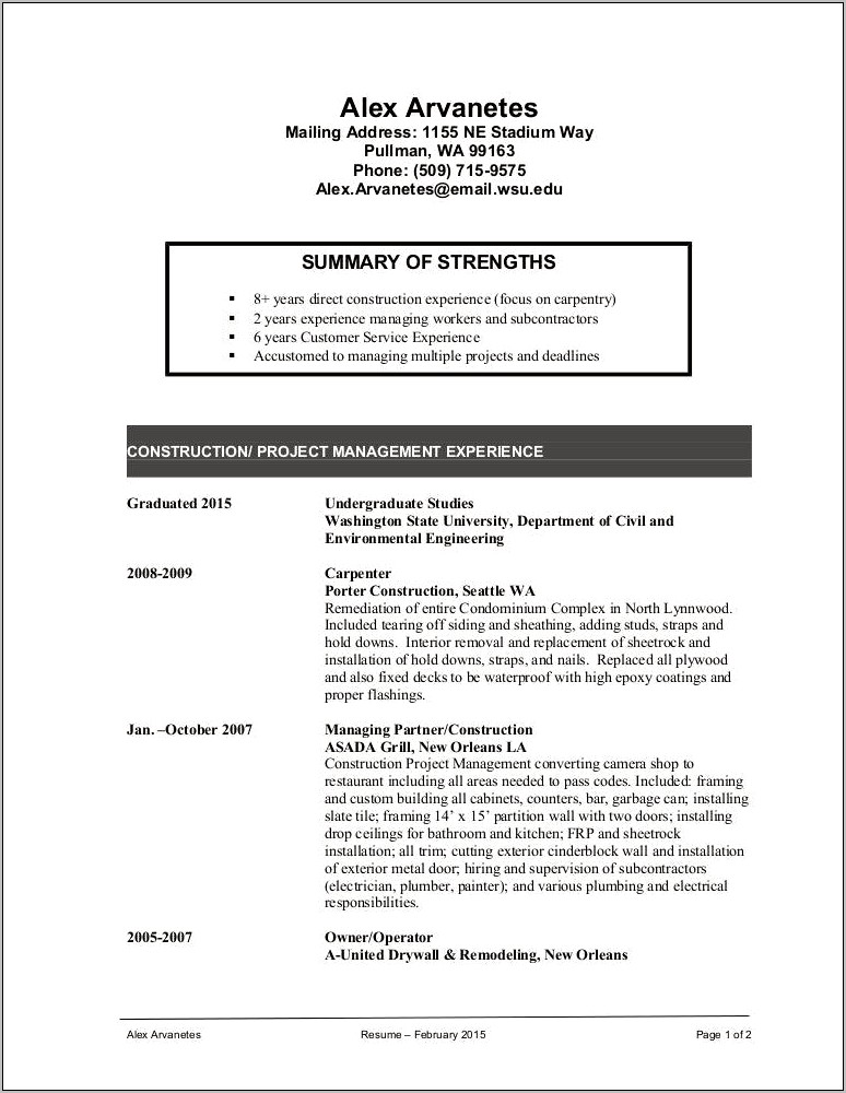 Sheetrock Job Description For Resume