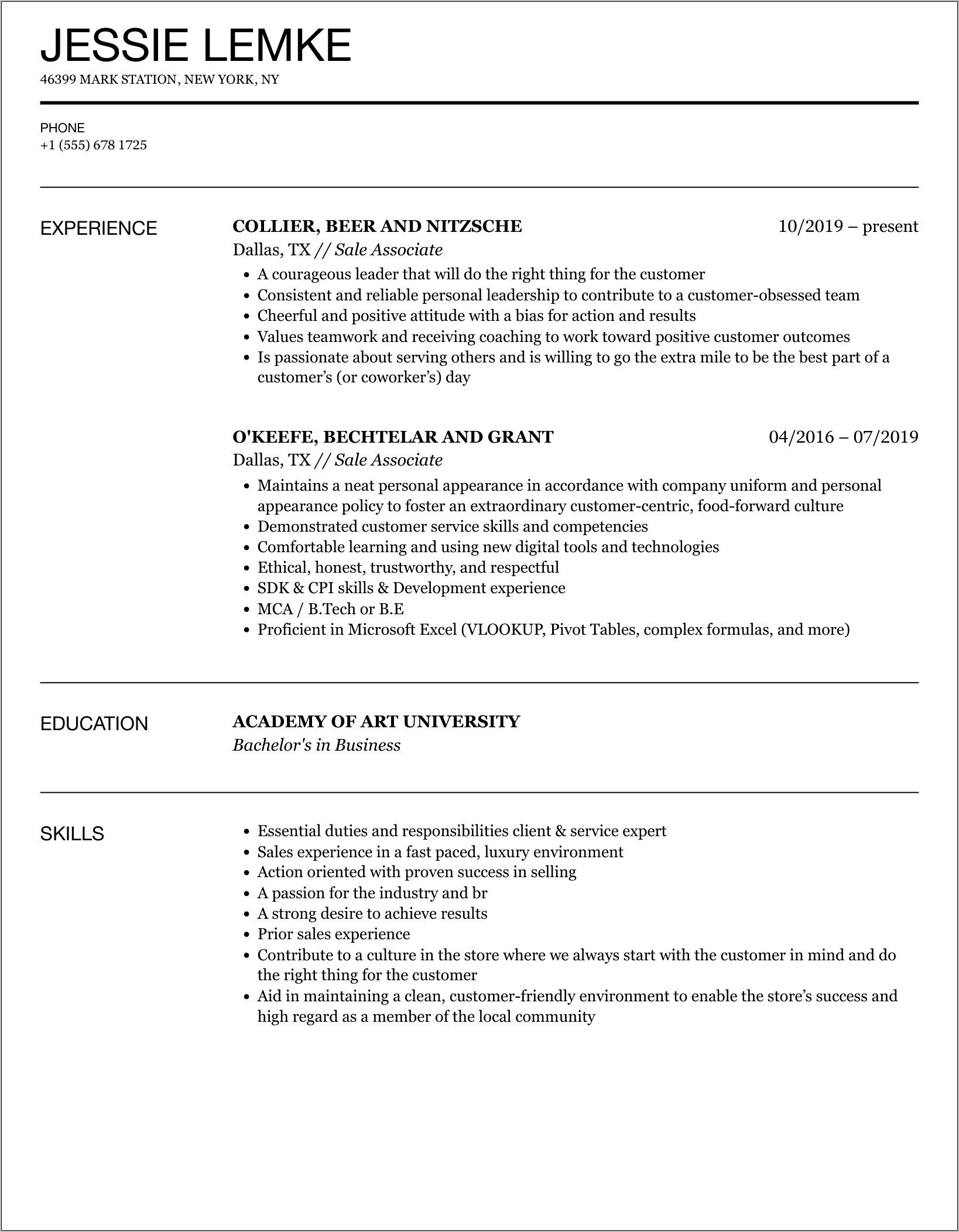 Shoe Sales Associate Resume Objective