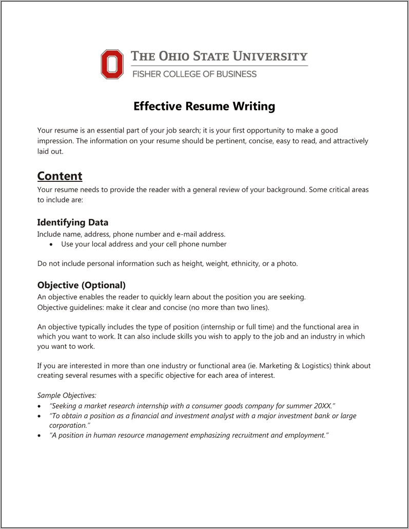 Should A Resume Have Objective