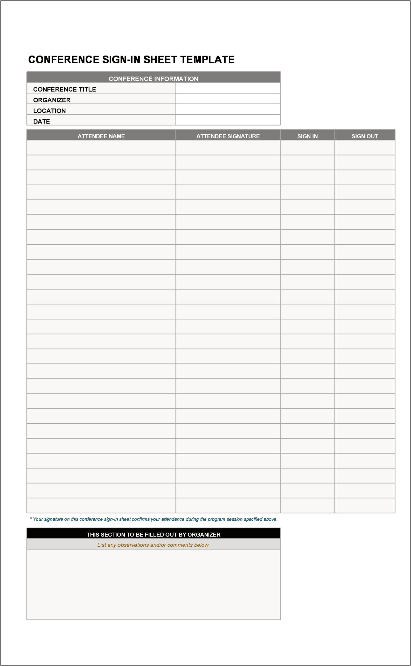 Sign In Sign Out Sheet Free Templates