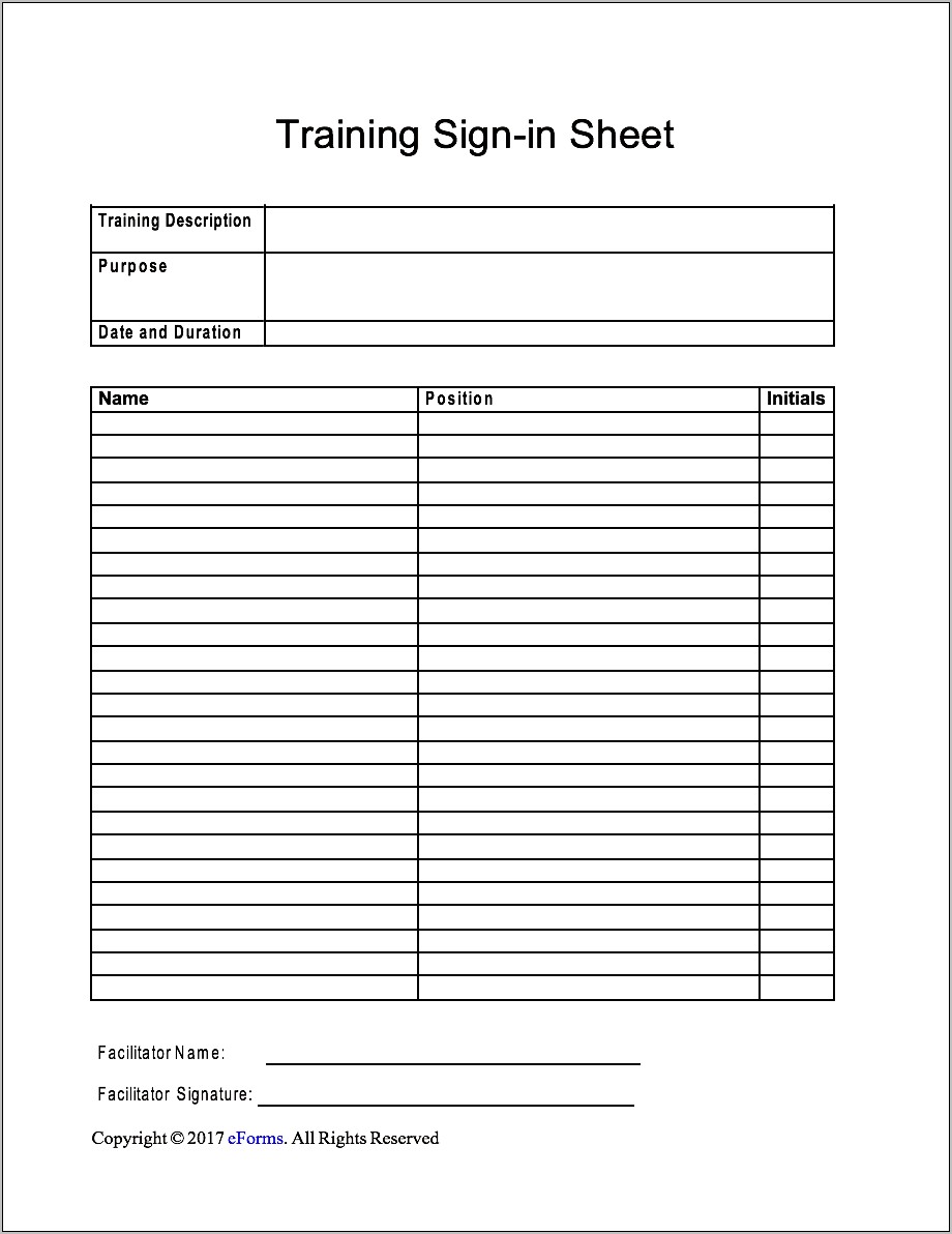 Sign Up Sheet List Template Free Download