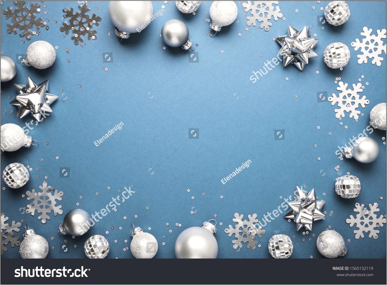 Silver Snowflake And Blue Streamers Free Template