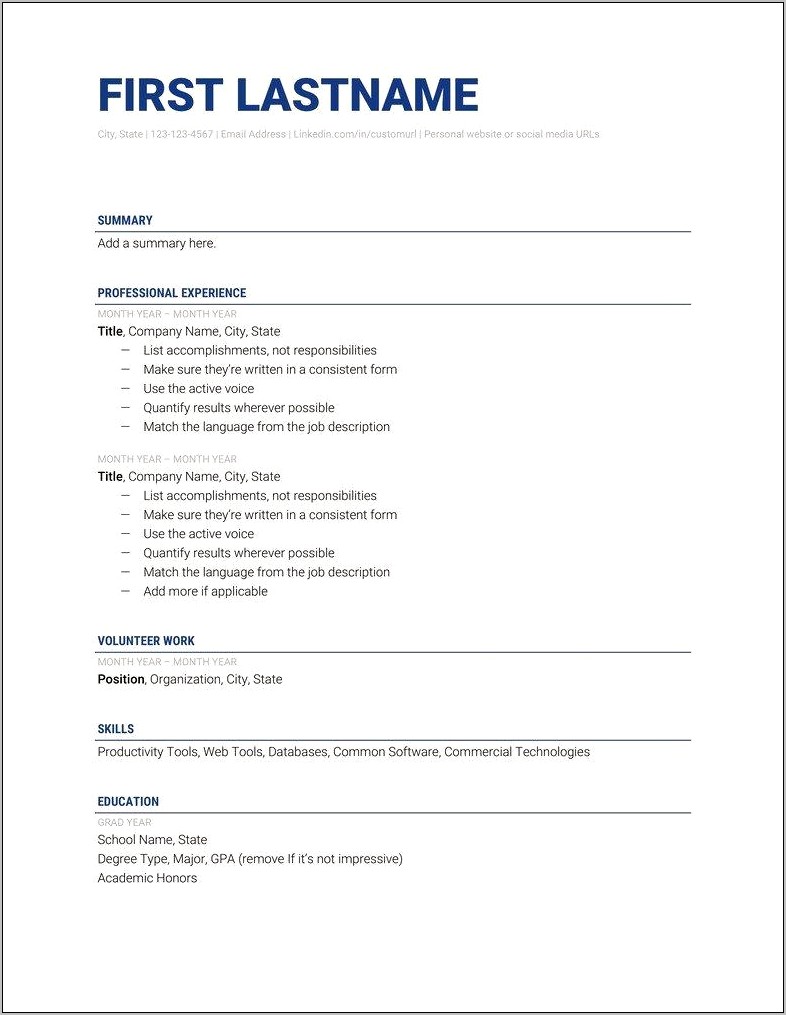 Simple And Best Resume Format