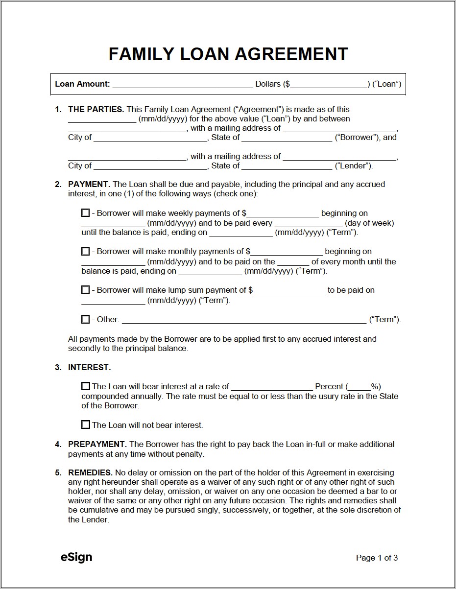 Simple Loan Agreement Template Free Filetype Pdf