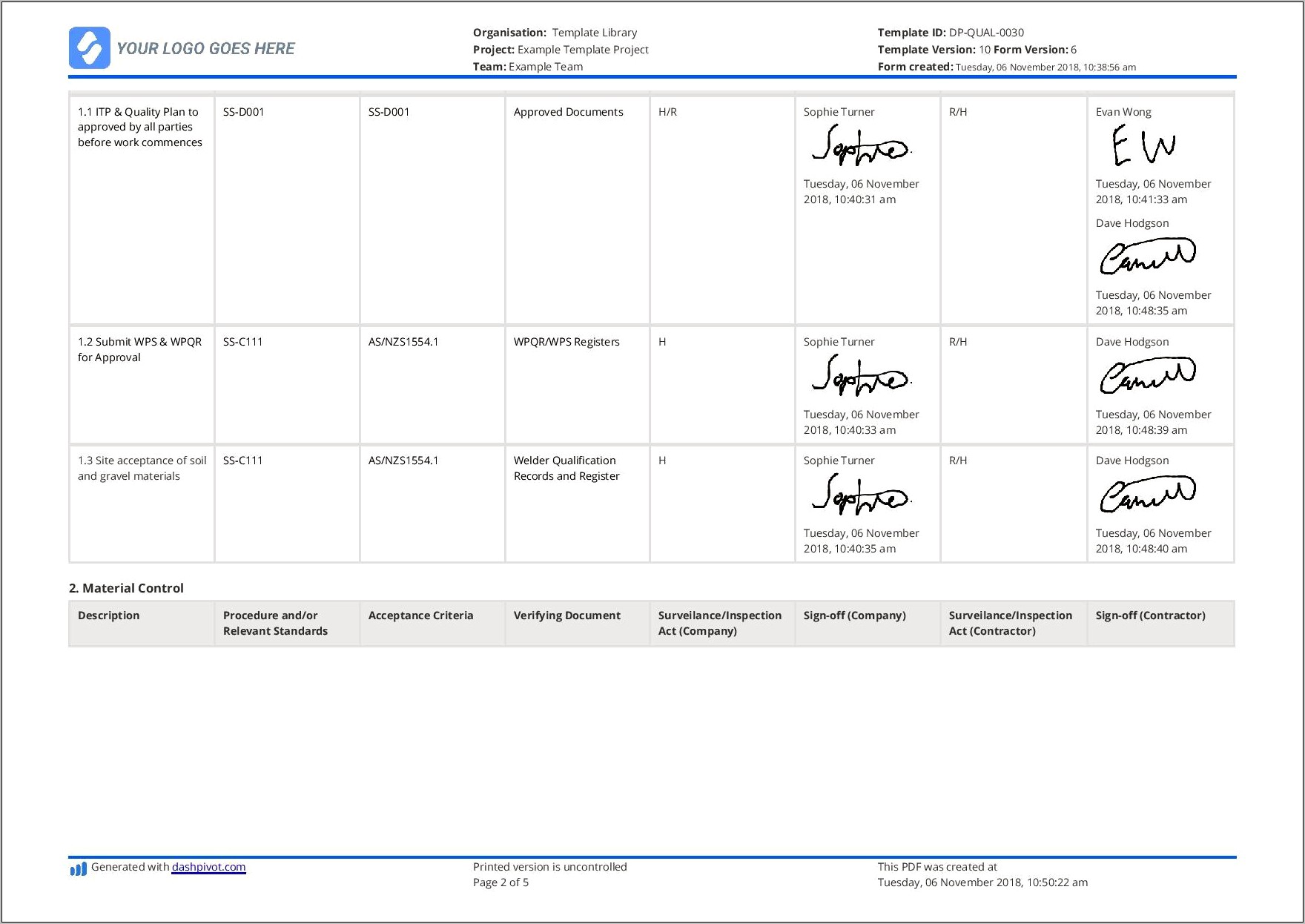 Simple Metal Inspection Test Procedure Templates Free