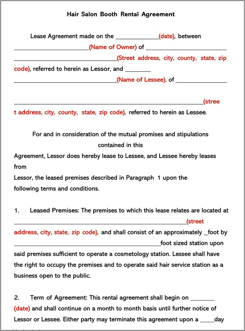 Simple Month To Month Lease Agreement Template Free