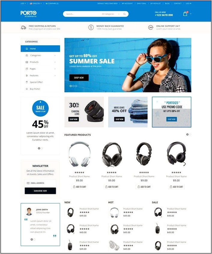 Simple One Html5 Responsive Ecommerce Template Free Download