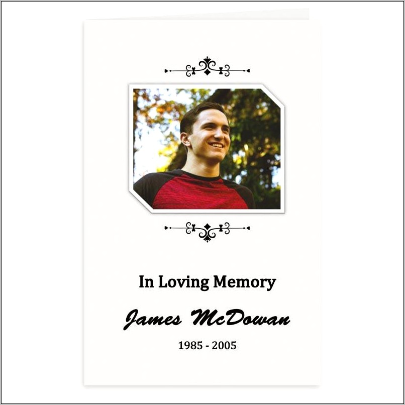 Simple One Page Funeral Program Template Free