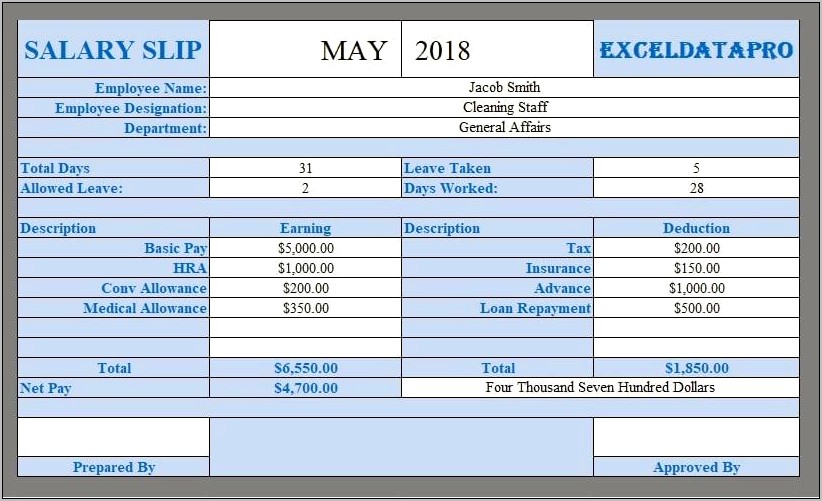 Simple Pay Form For Employees Templates Free