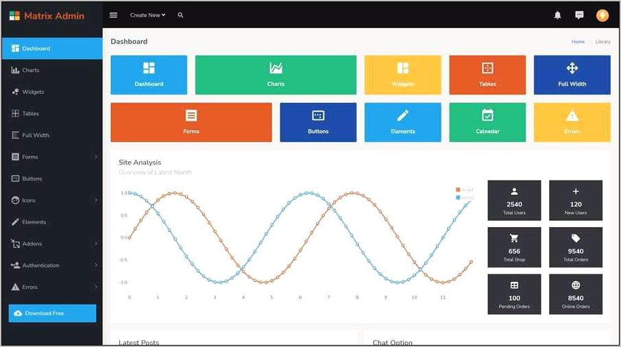 Simple Responsive Admin Panel Template Free Download