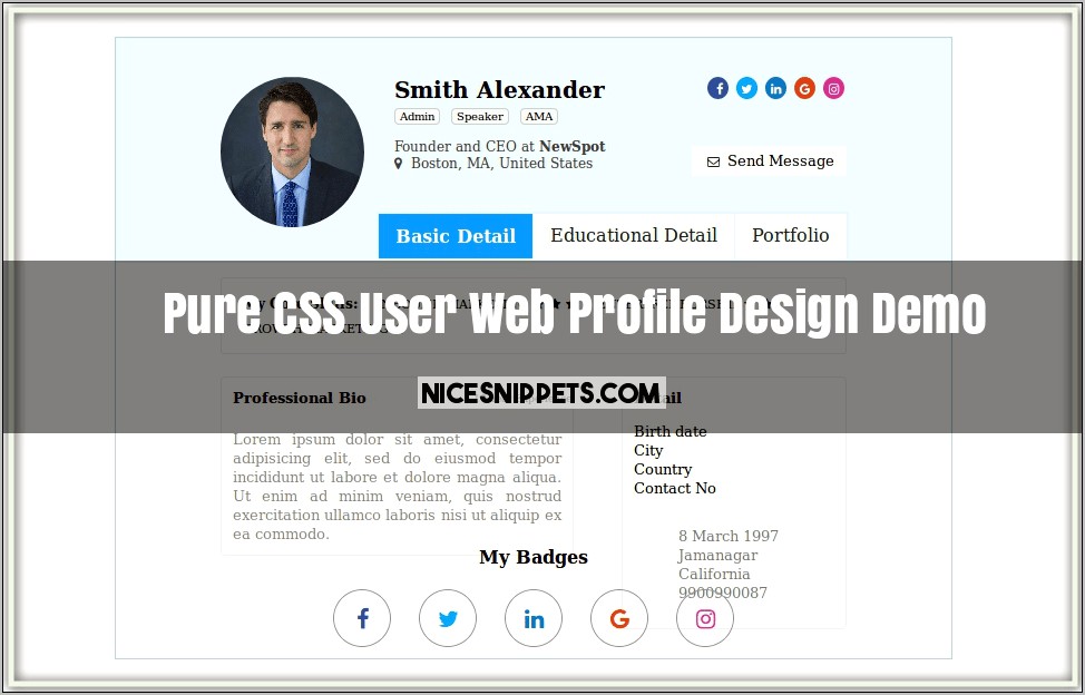 Simple User Profile Html Template Free Download